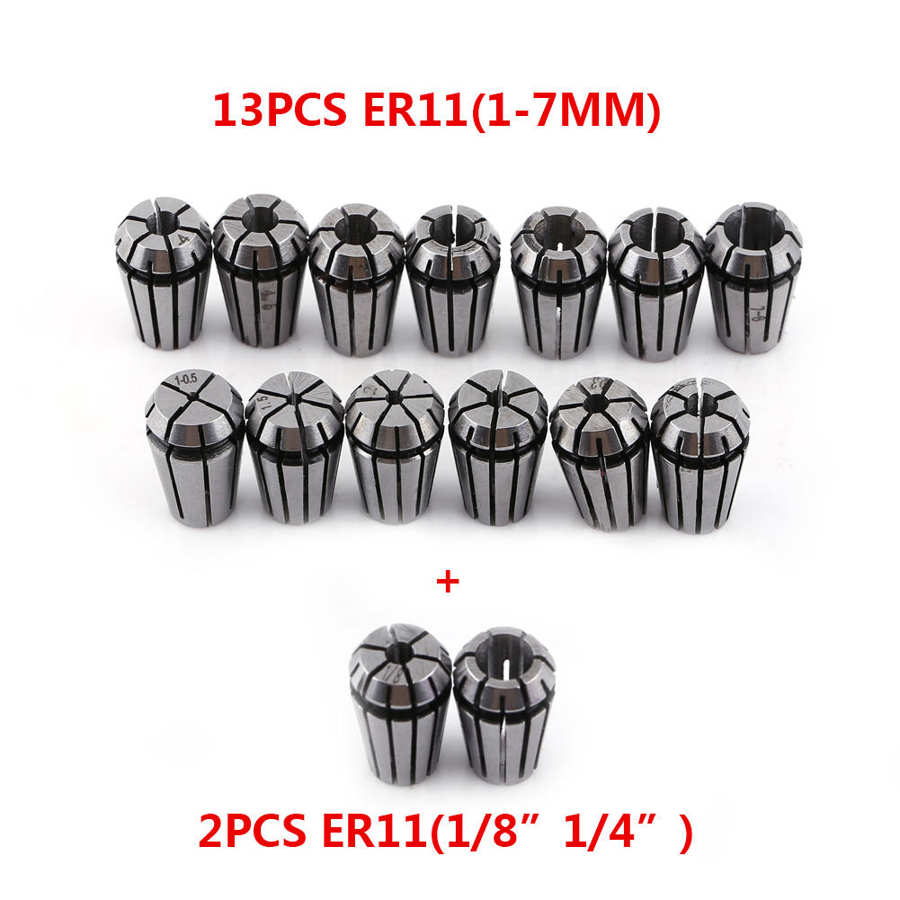 15pcs ER11 Spring Collet Set Workholding Engraving Collets for CNC Engraving Machine & Milling Lathe Tools