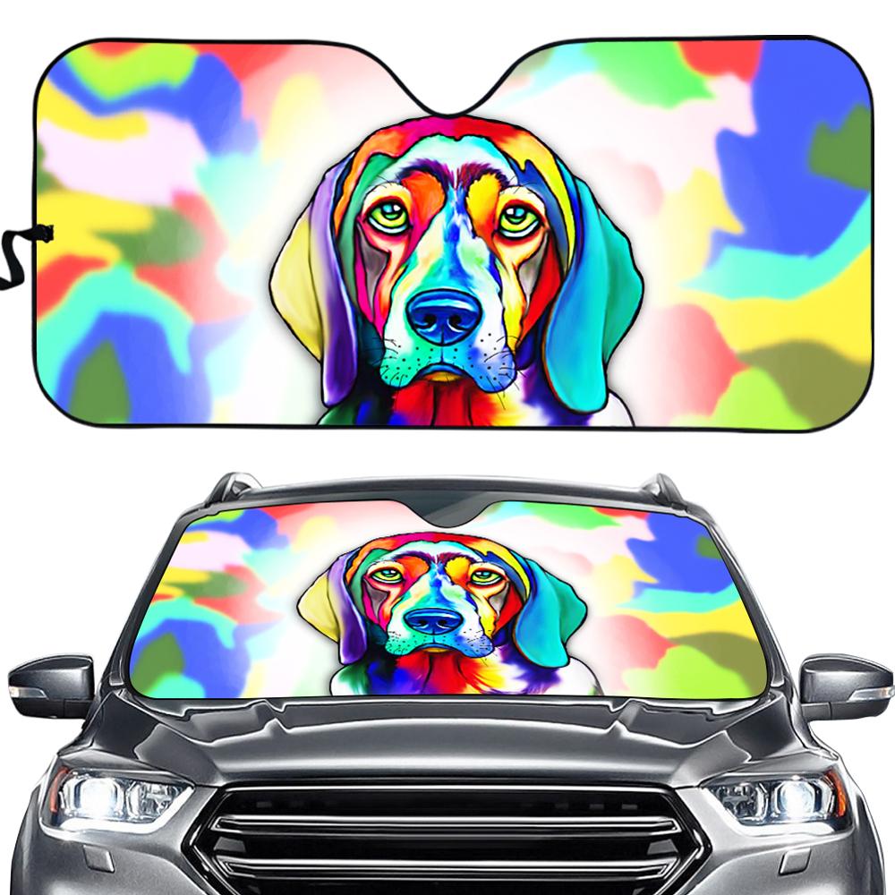 Mooie Schilderen Kat/Hond In Rijden Print Auto Zonnescherm Auto Voorruit Window Cover Sunshades Zonneklep: ZD1317HC.