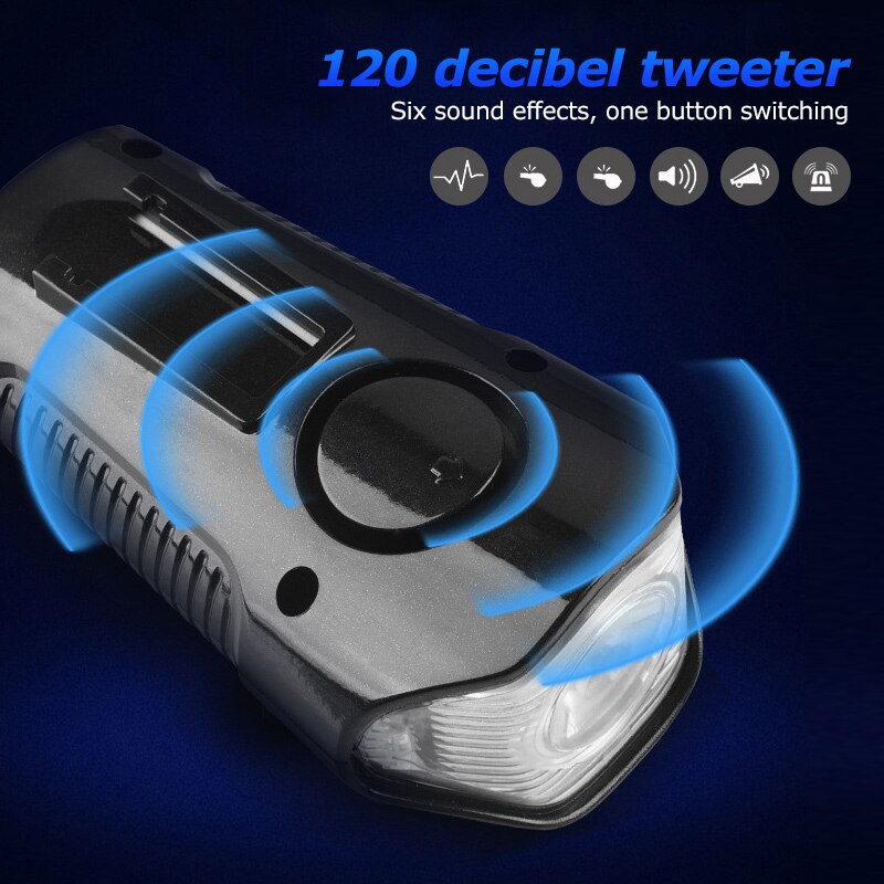 Waterproof Bicycle Computer With Light USB Charging Bike Front Light Flashlight Handlebar Cycling Head Light w/ Horn Speed Meter