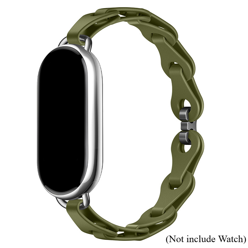 Rubber Strap for Xiaomi Mi Band 9 Stainless Steel Buckle Bracelet for Miband 8 NFC Lady Style Replacement Silicone Band