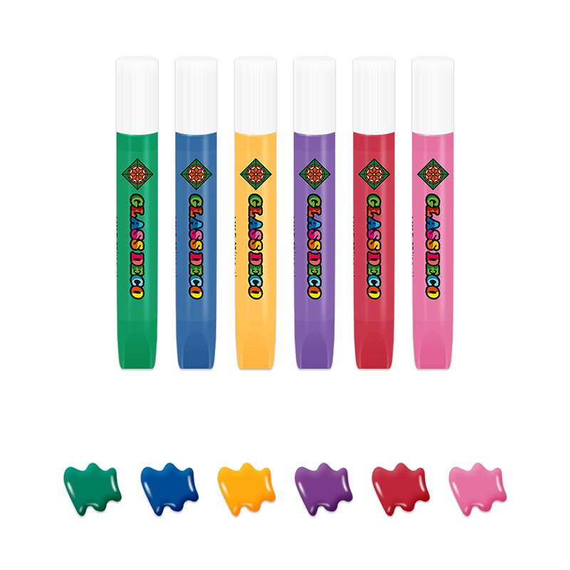 Amos window deco aftagelige klistermærker farvet glas sæt  ps10 b 6 sikker lufttørrende børn pædagogisk gør-det-selv legetøj forsyninger
