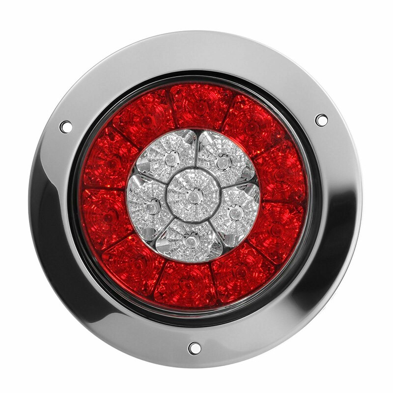 12V-24V rouge et jaune rond rouge/ambre 16-LED camion remorque frein arrêt clignotant feux arrière