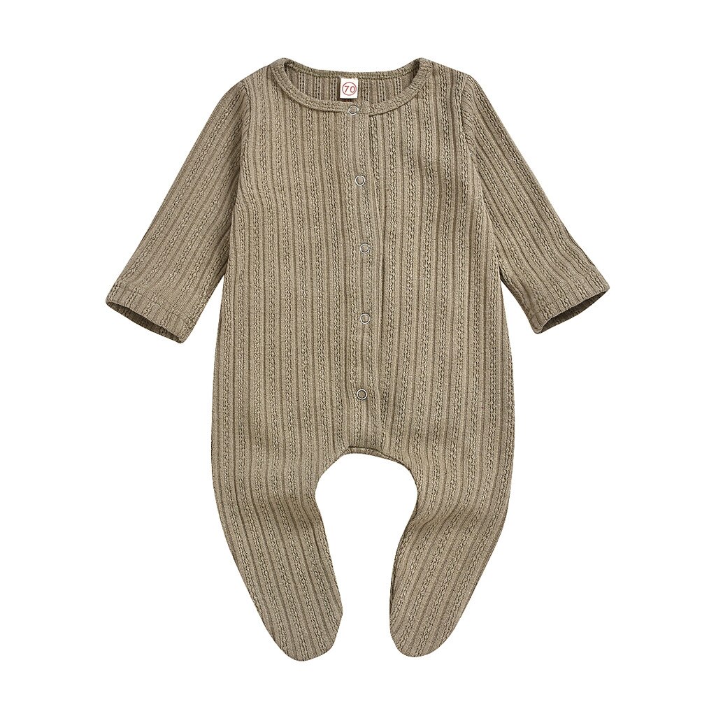 Winter Baby Baby Kleding Pasgeboren Baby Jongens Meisjes Kleding Jumpsuit Solid Trui Splice Plaid Warm Binden Voeten Romper Kleding: Green  / 6M