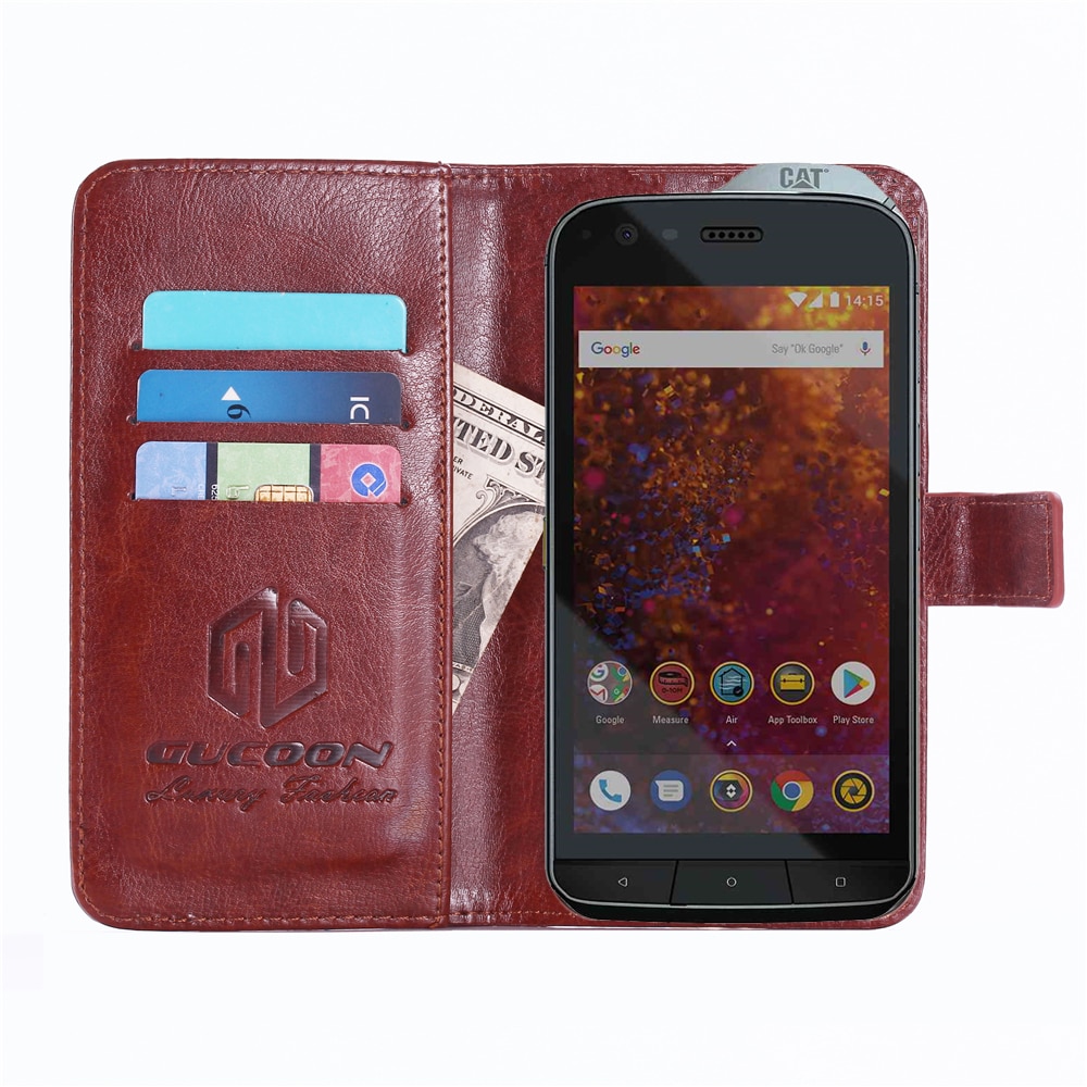 GUCOON Vintage Wallet Case voor Caterpillar Cat S61 S60 PU Leer Klassieke Boek Flip Cover Magnetische Mode Gevallen