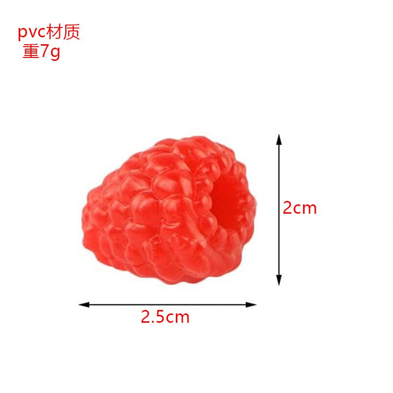 10pcs Plastic Strawberry Raspberry Mini PVC Strawberry Slice Model Simulation Fruit Home Decoration Christmas Props Model: Red raspberry