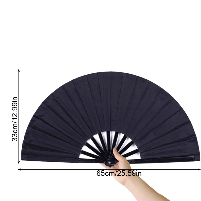 33Cm Duży składany wachlarz ręczny Plastikowy wachlarz z tkaniny kostnej Solidny chińnarty wachlarz Kung Fu Tai Chi Wentylator robić tańca klasycznego Rzemiosło artystyczne