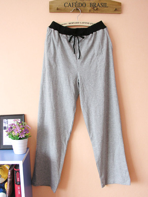 Men's Home Pants Cotton trousers Threaded waist Men's Sleep Bottoms: gray / L