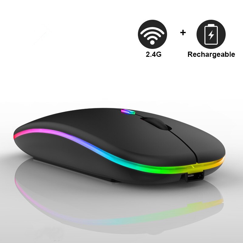 Bluetooth Wireless With USB Rechargeable RGB Mouse BT5.2 For Laptop Computer PC Macbook Gaming Mouse 2.4GHz 1600DPI: Pink