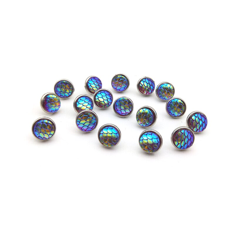 FISHWAVES-20 piezas redondo de peces, 12mm, bricolaje, clavos de álbumes de recortes, sujetador con adornos, pies de Metal, botones manualidades, decoración