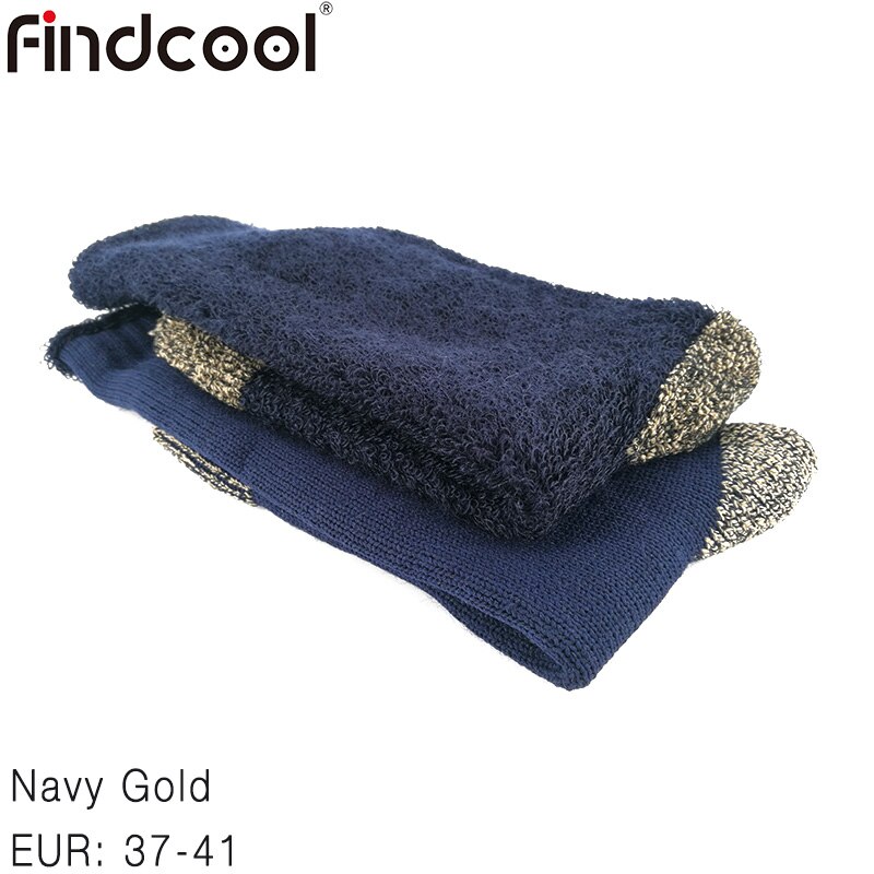 Findcool merinould tykke sokker til mænd og kvinder vinterklatring vandring skistrømper udendørs fiskeri skateboarding sokker: Marine eur 37-41