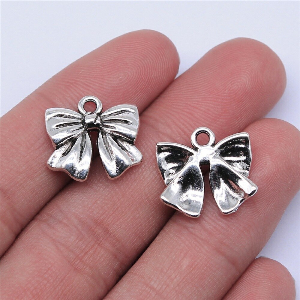 20Pcs Charms Tiny Boog Antiek Zilver Kleur Strik Charms Sieraden Bevindingen Diy Strik Charms: B15512-17x16mm