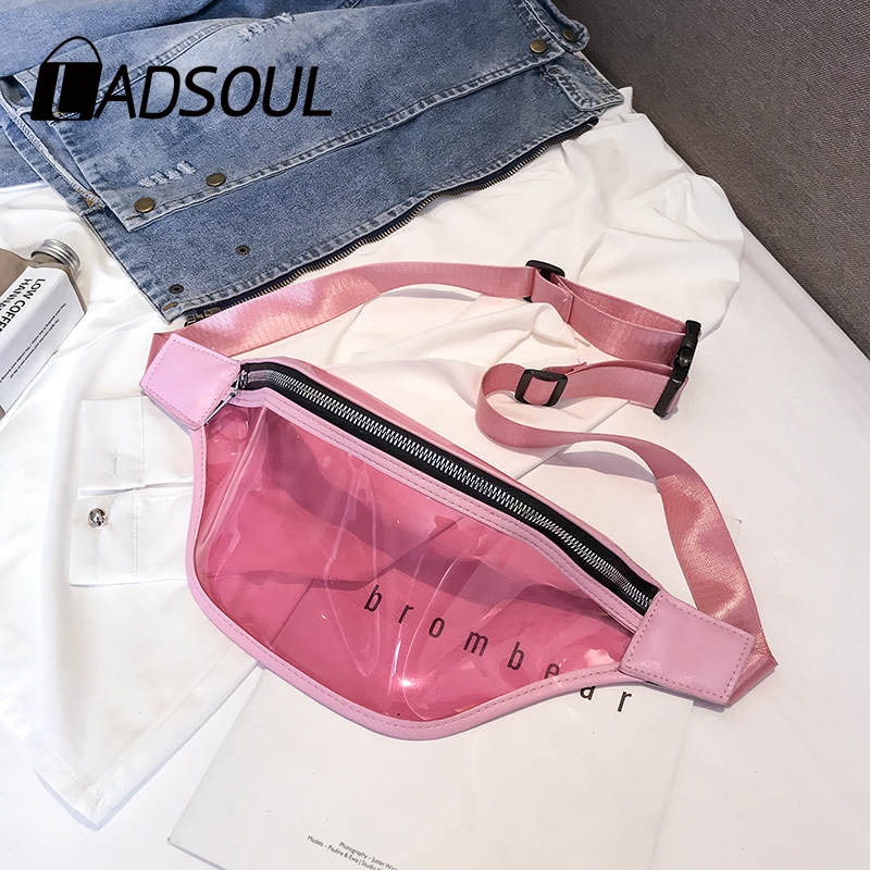 LADSOUL Nuove Donne di Modo della Cinghia del Sacchetto di 2019 di Alta Qualità IN PVC Trasparente Con Cerniera Femminile Ladie Ragazze Vita Banana Borse Cintura Donna
