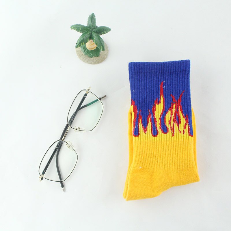 Männer Hip-Hop Hit Farbe Auf Feuer Crew Socken Rot Flamme Blaze Power Taschenlampe Heißer Wärme Straße Skateboard Baumwolle lange Socken: 5