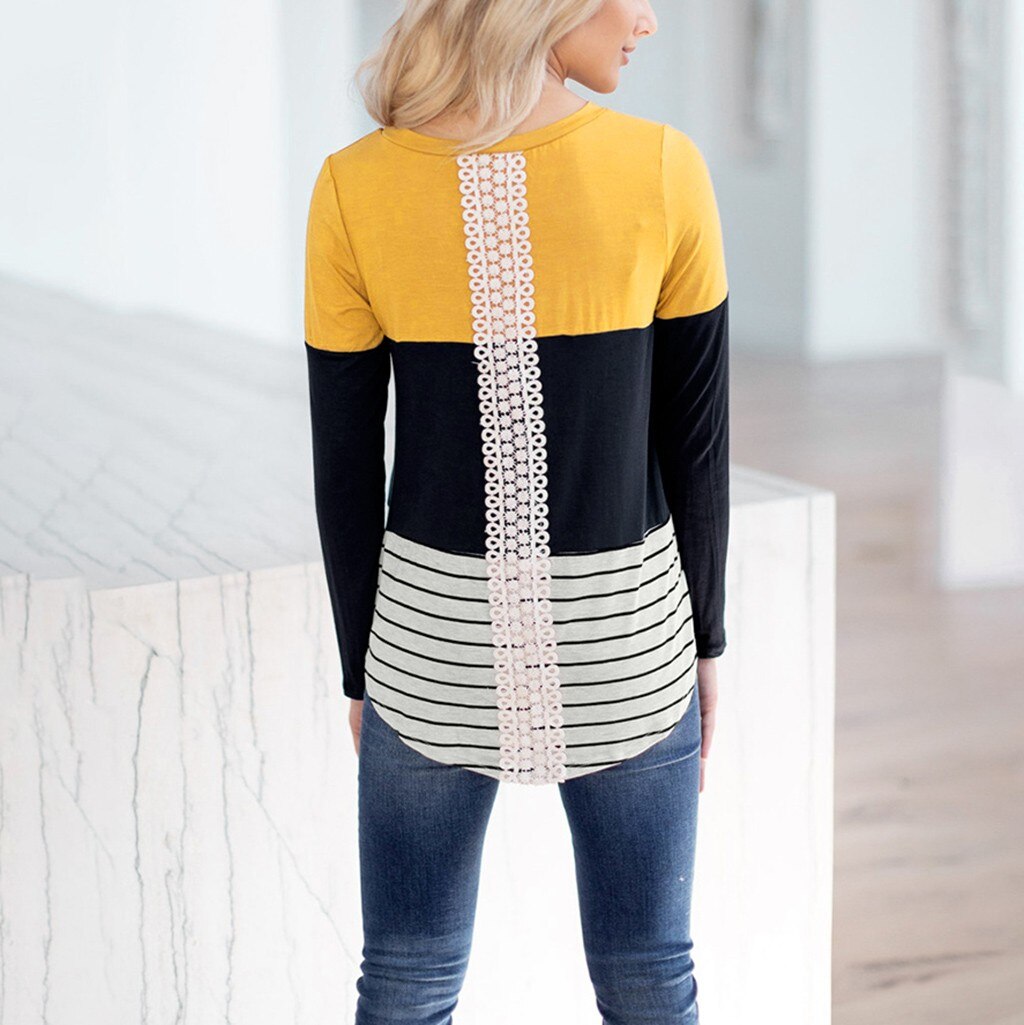 Kvinder mor gravid ammeoverdele langærmede t-shirt med stribet print barsel amme bluse tøj toppe sommer