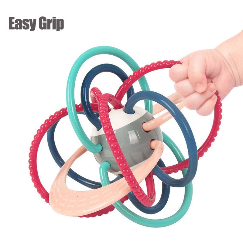 Weiche BeißRing Baby Rasseln Spielzeug für Kleinkind Kleinkind 0 12 Monate Entwickeln Hand Greifen FrüHenne Lernen Spielzeug Ring Glocke Klang Ball