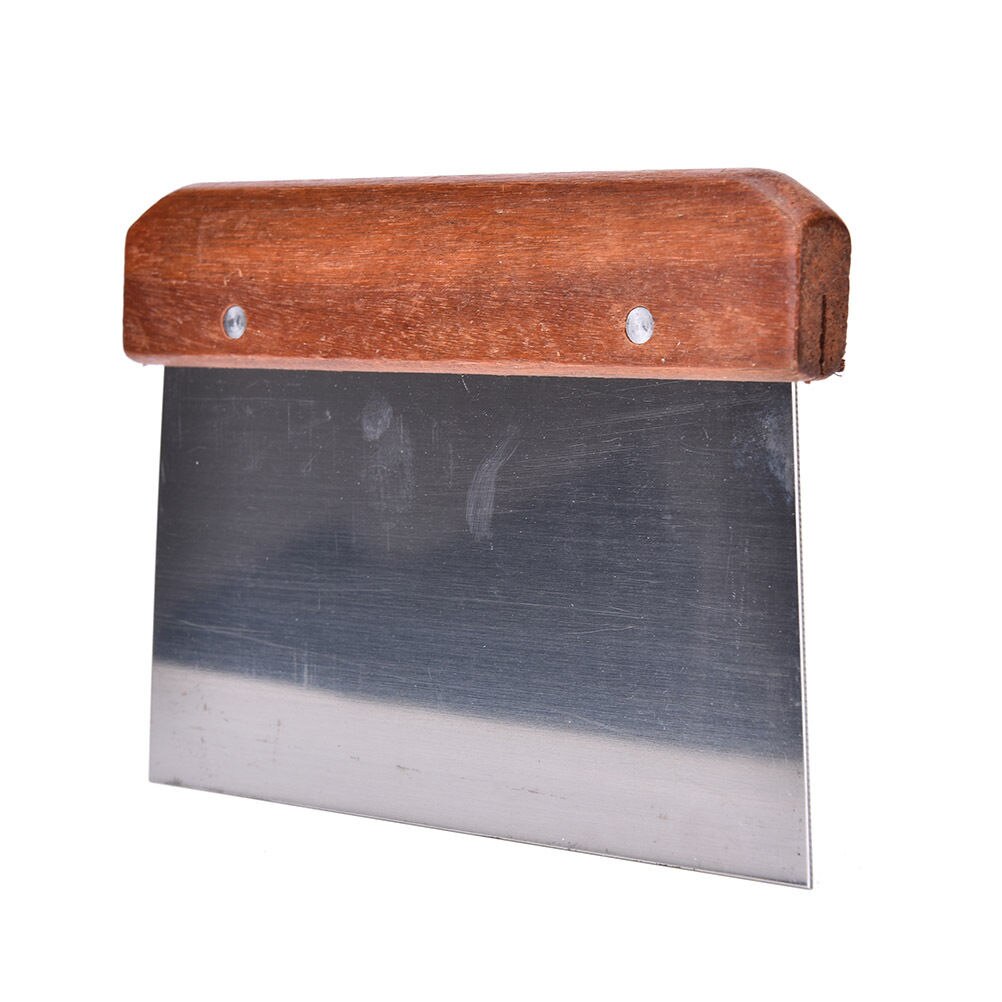 1 stuk pasta spatel deegkrabber, pasta snijder met houten handvat, noedel snijder, roestvrijstalen deeg snijder