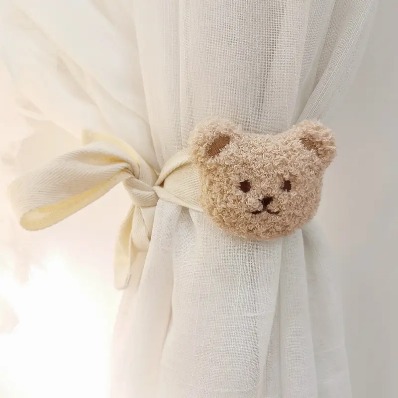 Rideau à fleurs ours Kawaii, boucle suspendue, accessoires de rideau, décoration de maison, corde à cravate