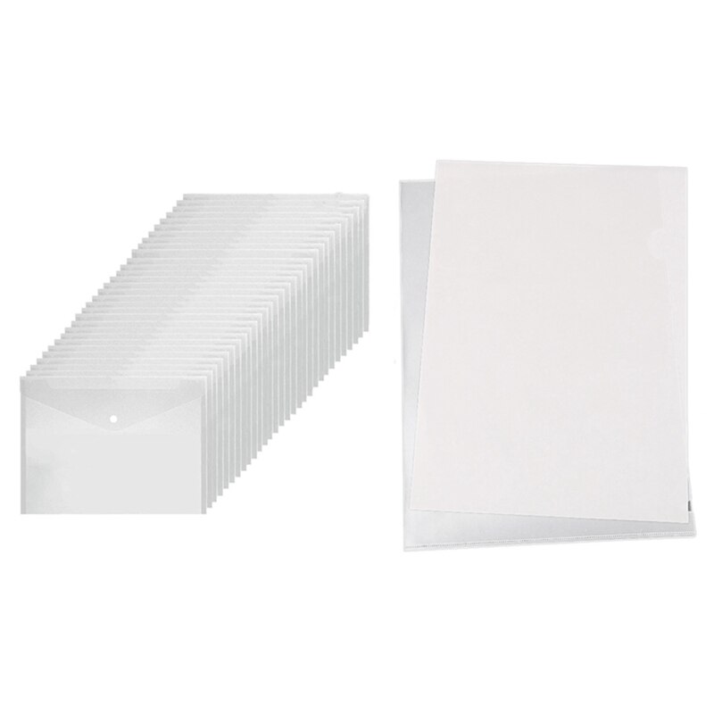 30 Pcs Poly Umschlag Ordner Mit Druckknopf Verschluss, A4 Brief &amp; 40PCS L-Typ Kunststoff Ordner: Default Title