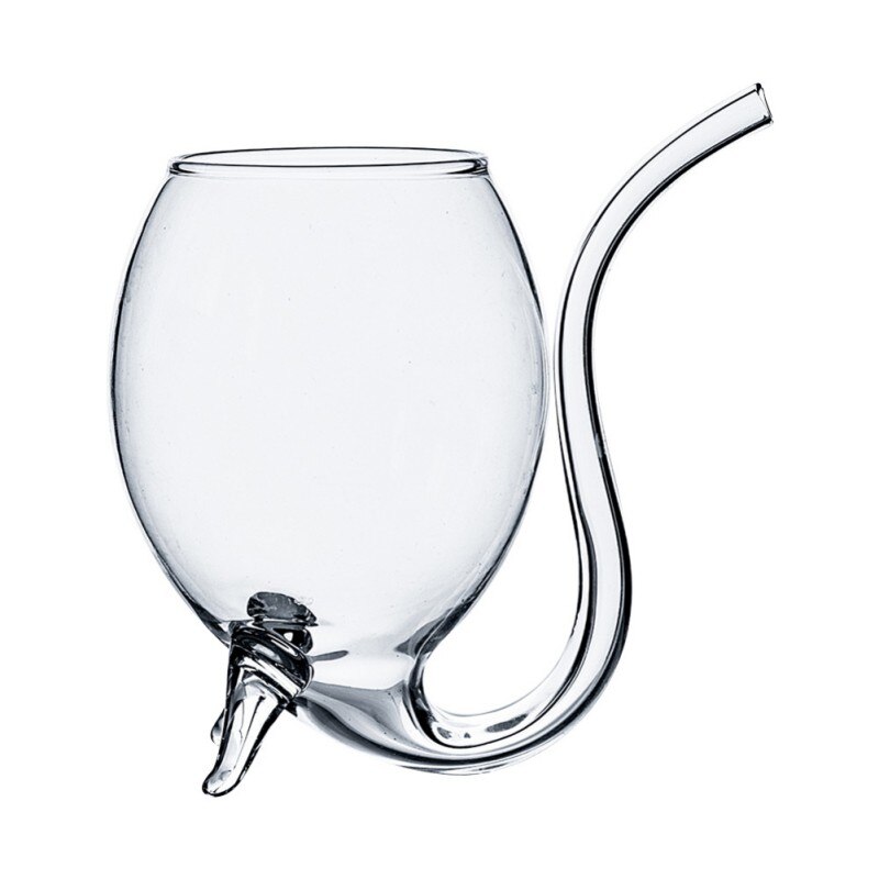 Wine Glass Straw Vampire Enhance Built In Tube Straw Special Cup Best 300ml Glass Cup: A1