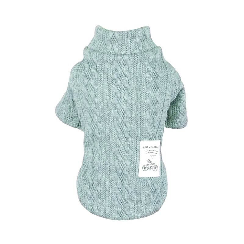 Chiot pour animaux de compagnie Double modèle col roulé chien chandails hiver chiot vêtements tricot animaux de compagnie chandails pas cher tricots Costume: Green / S