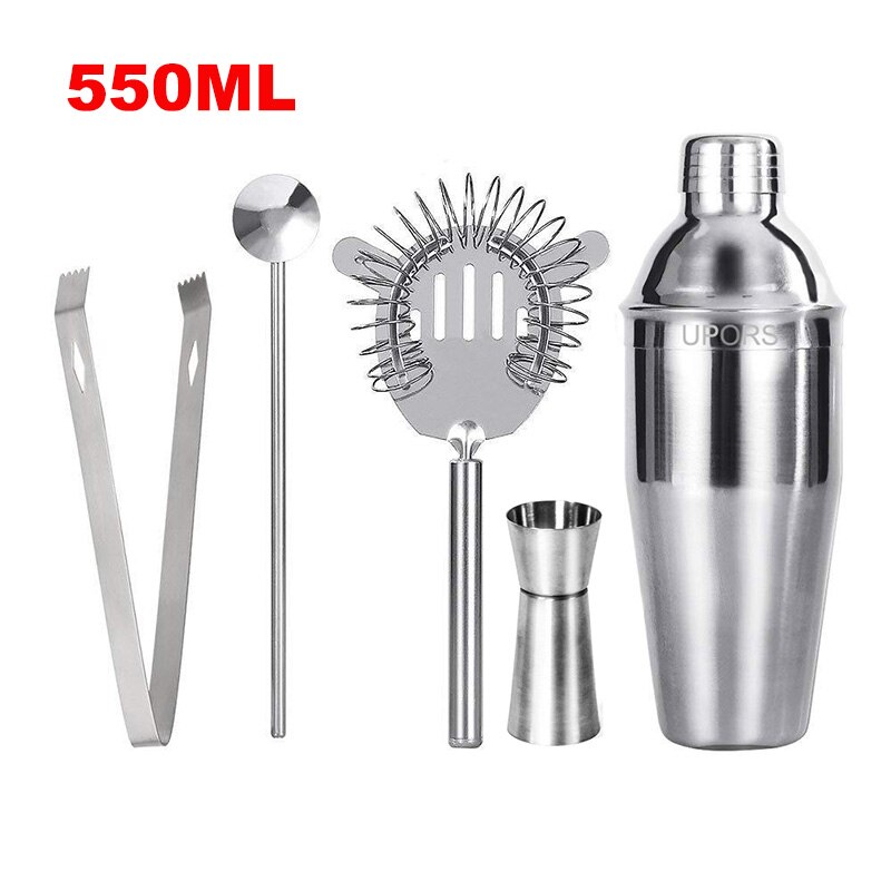 Upors 550 Ml/750 Ml Cocktail Shaker Mixer Rvs Wijn Martini Boston Shaker Voor Barman Drinken Party Bar gereedschap: 550-5PCS