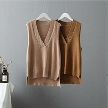 Maglione casuale primavera autunno donna gilet maglione di lana spessa e grezza maglia maglione fuori misura canotta femminile senza maniche grande superiore donna