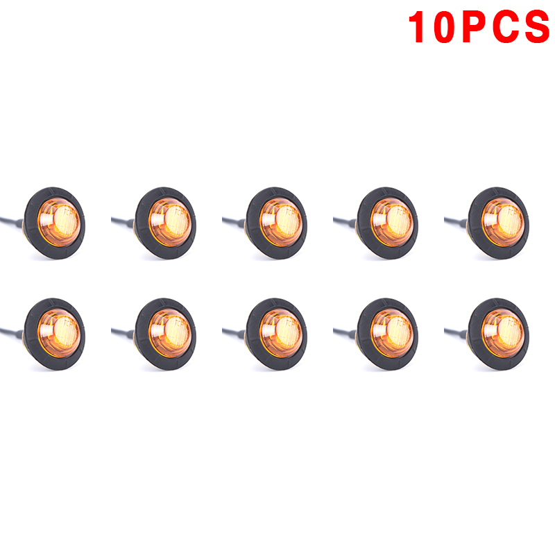 10 kpl mini 12v 1 '' pyöreä keltainen led-valo edessä takasivu merkkivalot kuorma-auton perävaunun moottoripyörälle