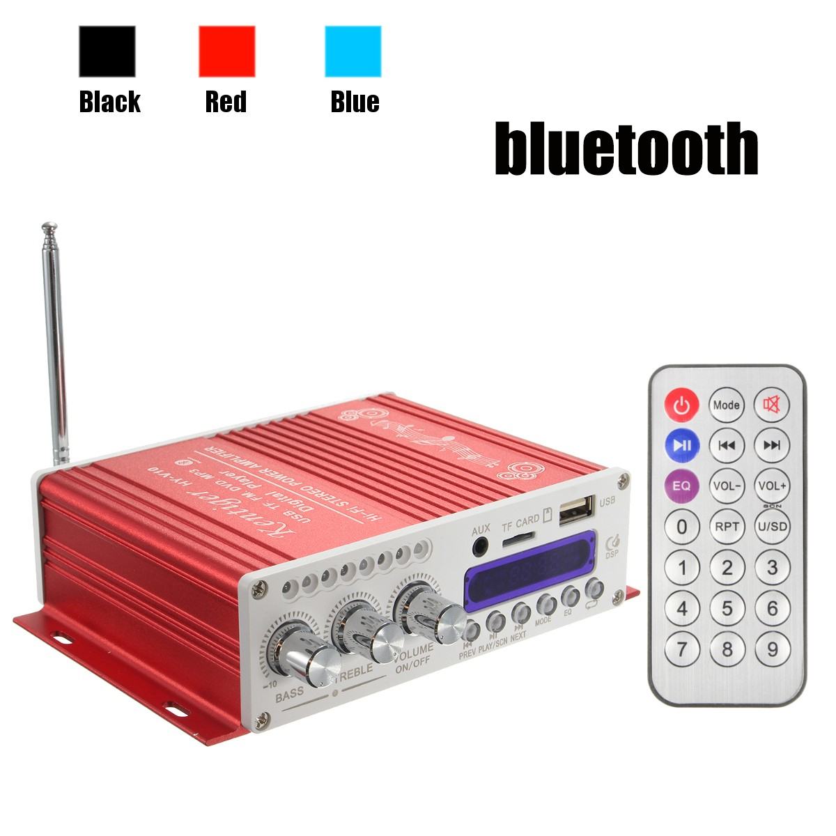 12V Auto Mini bluetooth Hi-Fi Stereo Amplifier Bass Booster Wireless bluetooth Amplifier Adjustable Subwoofer for Car Motorcycle