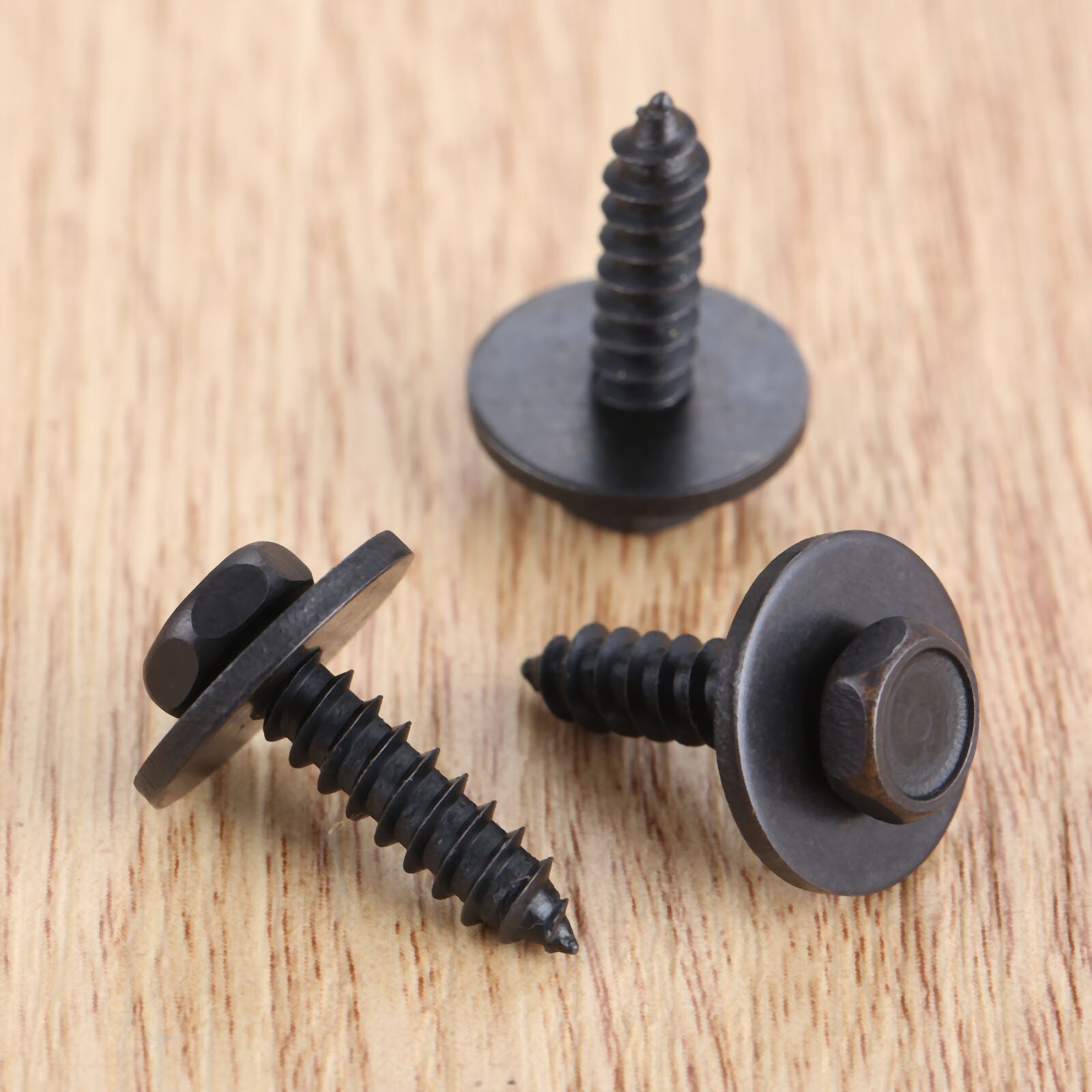 20 pces universal carro auto-rosqueamento parafusos 4.7mm x 17mm cativo arruela solta 8mm hex cabeça grampos de fixação preto
