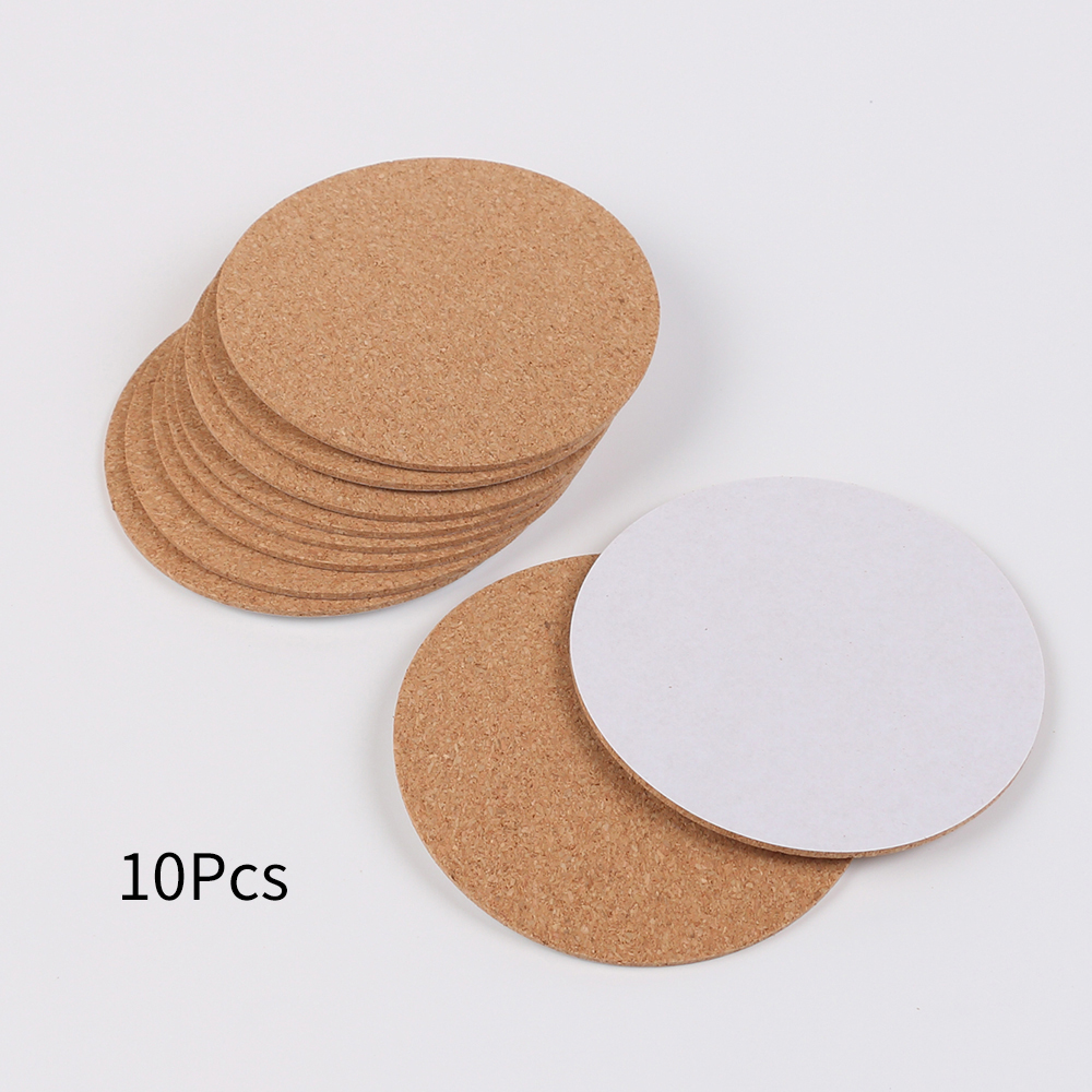 Posavasos de corcho autoadhesivo, almohadilla redonda para manualidades, pintura artística con diamantes, tapete de corcho, 10/20/50 Uds.: Blanco
