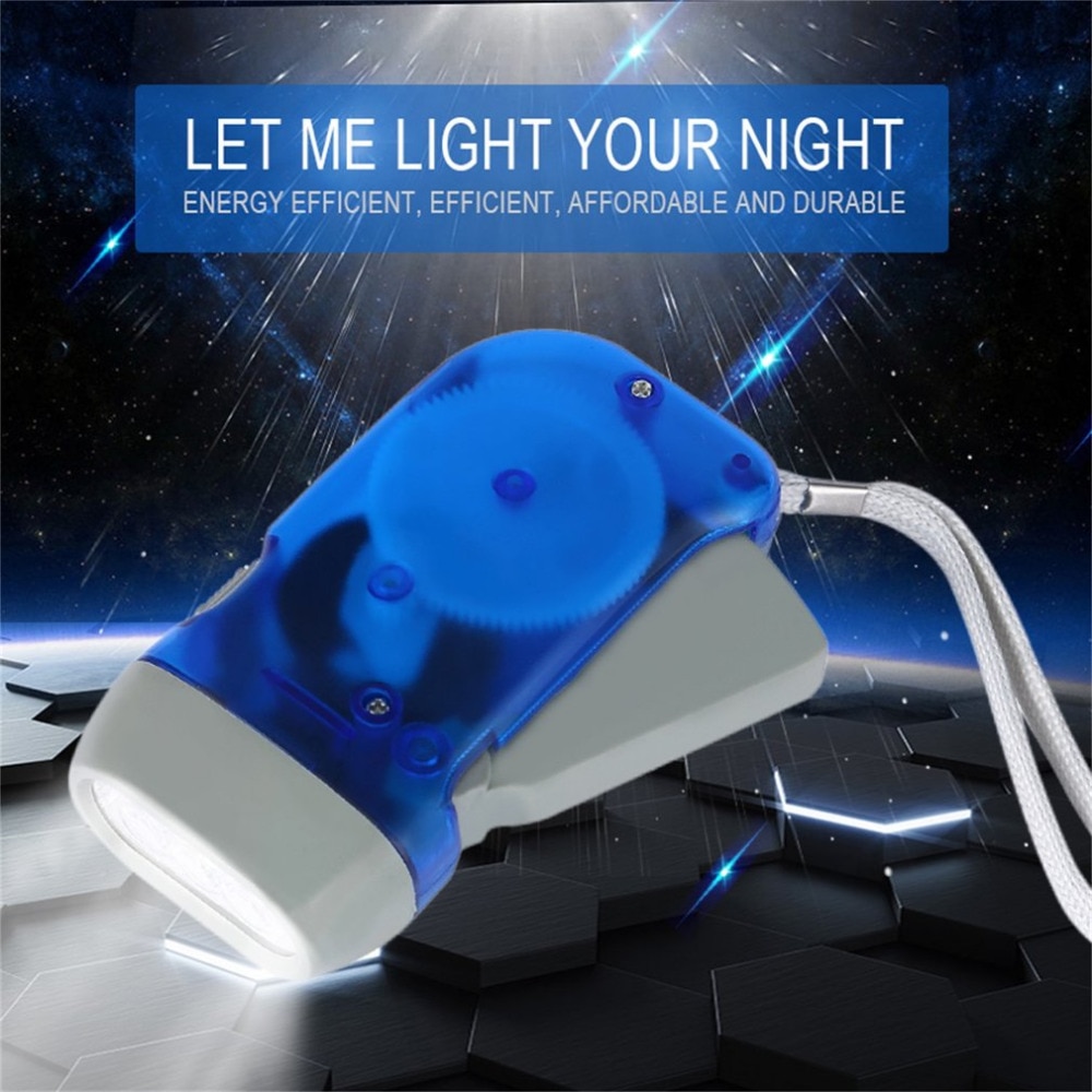 ICOCO Flashlight 3 LED dynamo Hand Pressing Crank Power Wind Up Torch Light Crank Traveling Camping Lamp Lights
