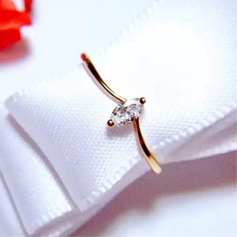 Cc ringe til kvinder hest øje sten v form enkel gul sød ring brude bryllup smykker zirconia bijoux  cc1502