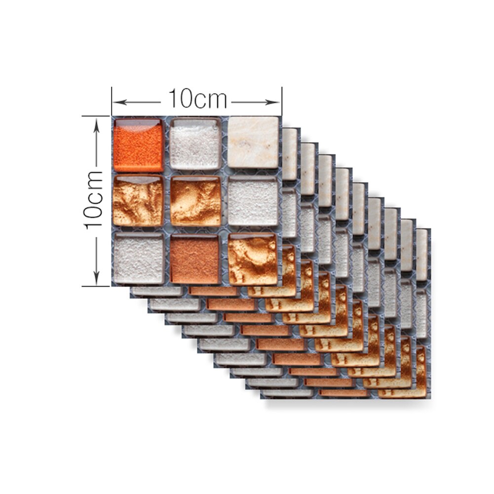 10pcs/set DIY Waterproof Floor Decor PVC Anti-collision Tile Stickers Decal Mosaic Thickened Wall Tile Stickers: E