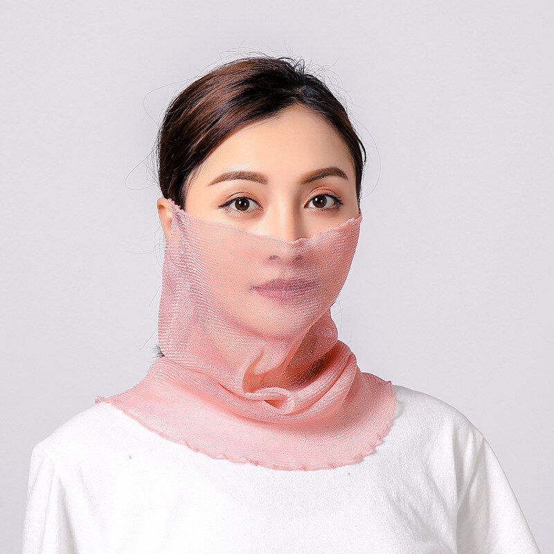 neue Gold seide Gesicht Maske Schutz Frauen Sonne Schals Hals Abdeckung fest drucken Dame Wandern Reiten Mund Schal Ring wickelt