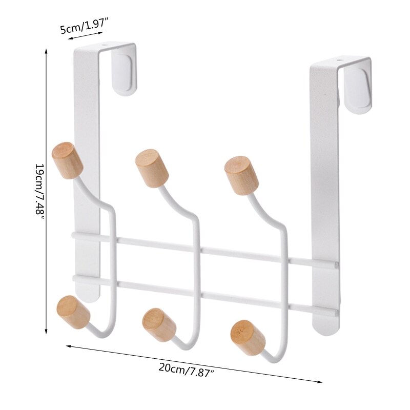 Gancho trasero para puerta, gancho de acero inoxidable, resistente al óxido, perforación de uñas Simple: 6 Hooks
