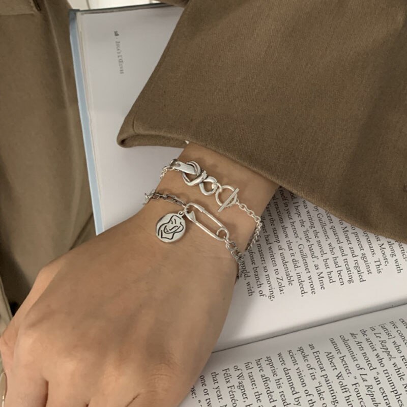 Foxanry 925 Sterling Zilveren Armband Accessoires Trendy Elegante Vintage Creatieve Portret Hanger Pin Sieraden Voor Vrouwen