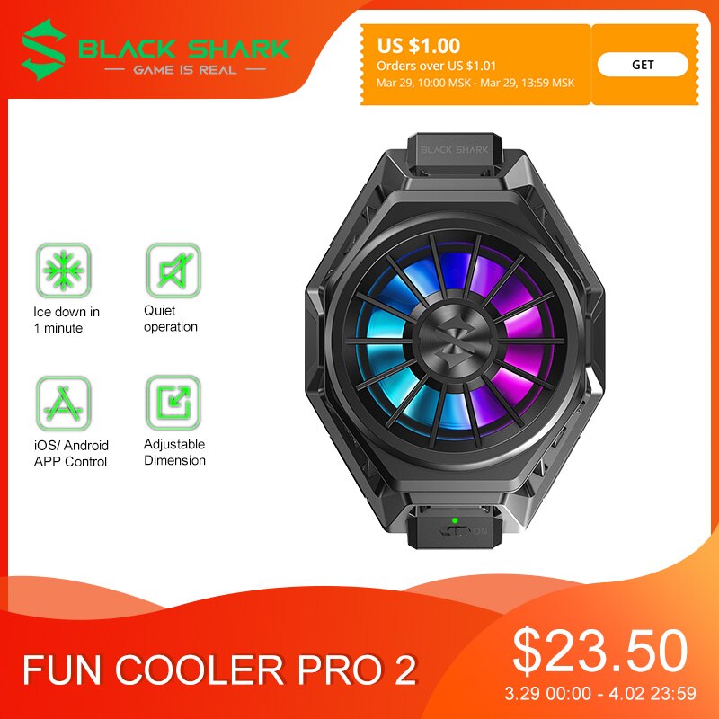 Tubarão preto funcooler pro original tubarão preto 3 pro telefone móvel ventilador refrigerador funcooler líquido ventilador de refrigeração rgb luz fria