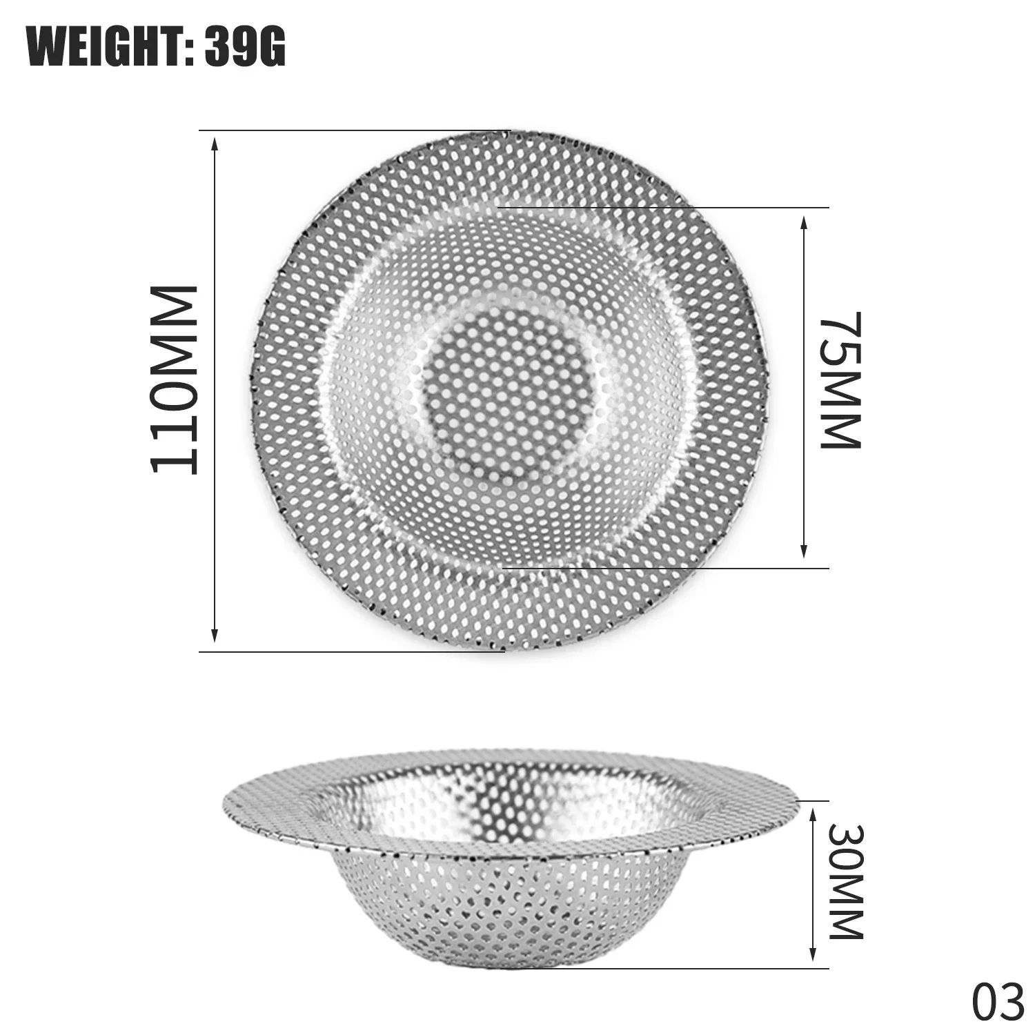 Colador de fregadero, filtro de rejilla para fregadero de cocina, filtro de orificio de drenaje de acero inoxidable, protección de malla contra obstrucciones, accesorios de cocina: naranja