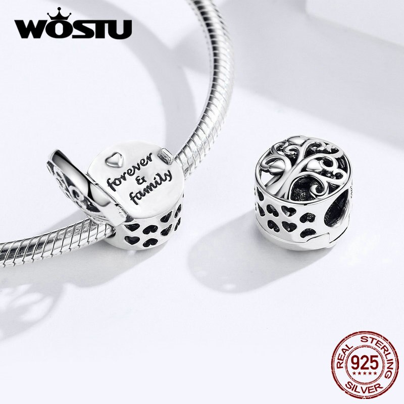 WOSTU na zawsze Famliy otwarte koraliki 925 szterling Silve urok drzewo życia dopasowanie oryginalna bransoletka wisiorek kobiety luksusowe biżuteria CQC1259