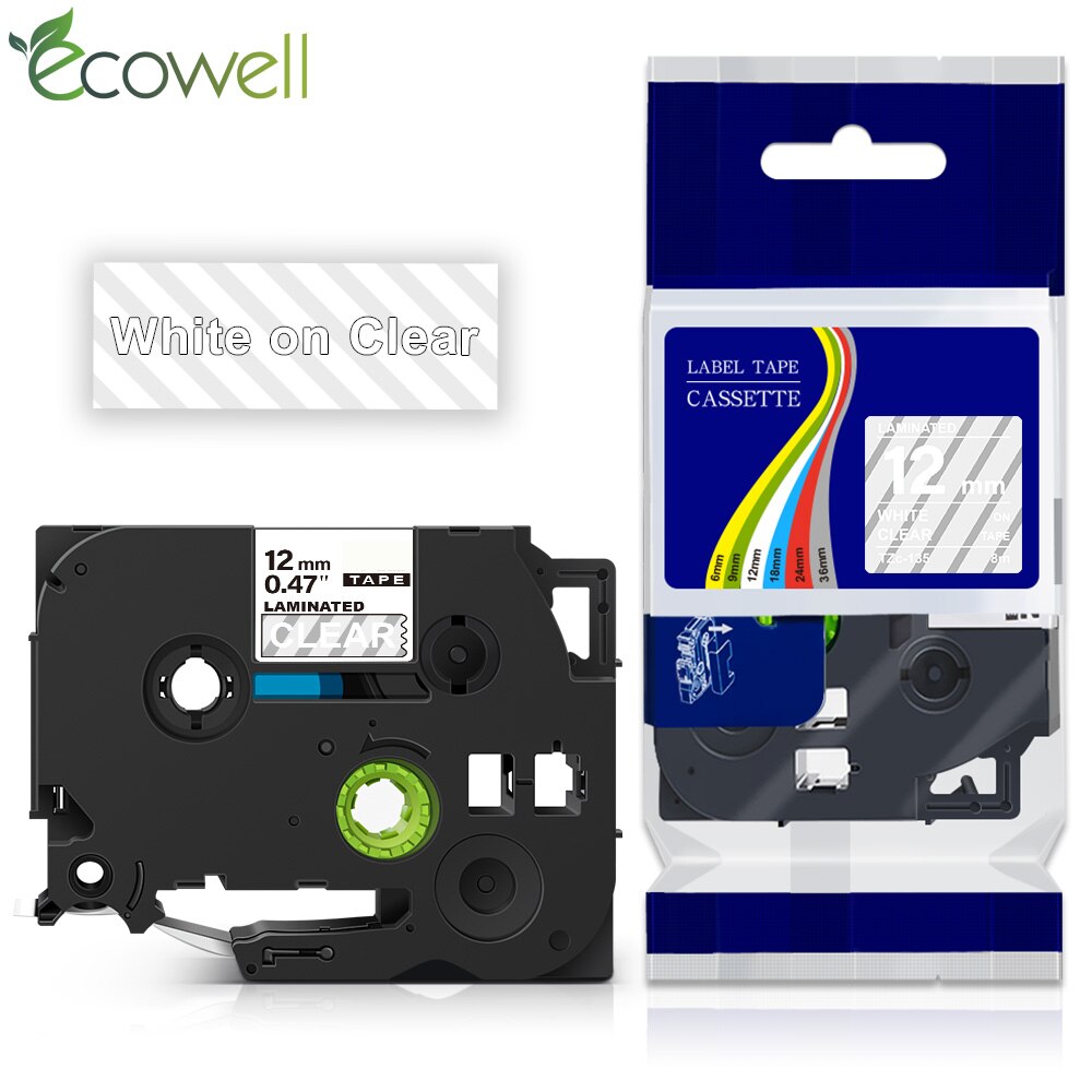 4-Pack White On Clear Label Tape TZ135/TZe135 – 12mm X 8m – For Brother P-Touch PT-1010