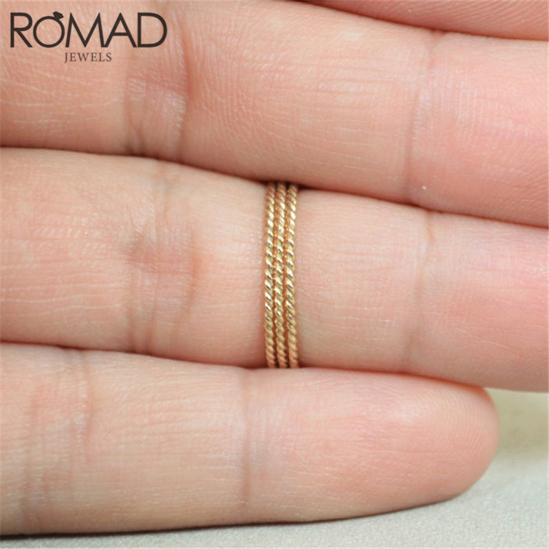 ROMAD Round Twisted Rings for Women Slim Thin Finger Ring Twist Rope Stacking Wedding Ring 100% 925 Sterling Silver Jewelry