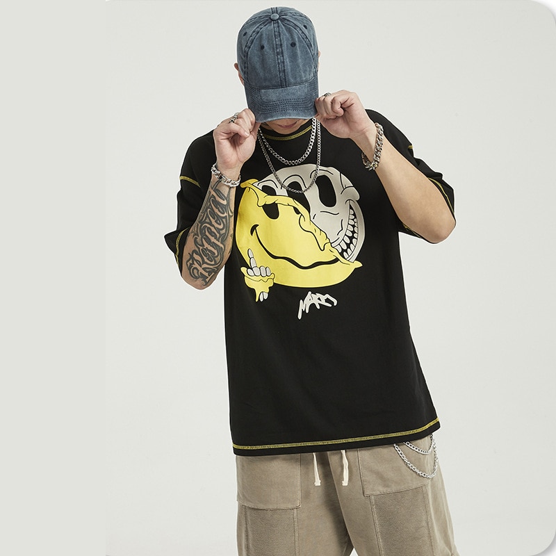 Heren t-shirt glow in the dark licht  up 3d noctilucence hiphop lichtgevende neon party club nachtlampje punk tops tees kleding straat