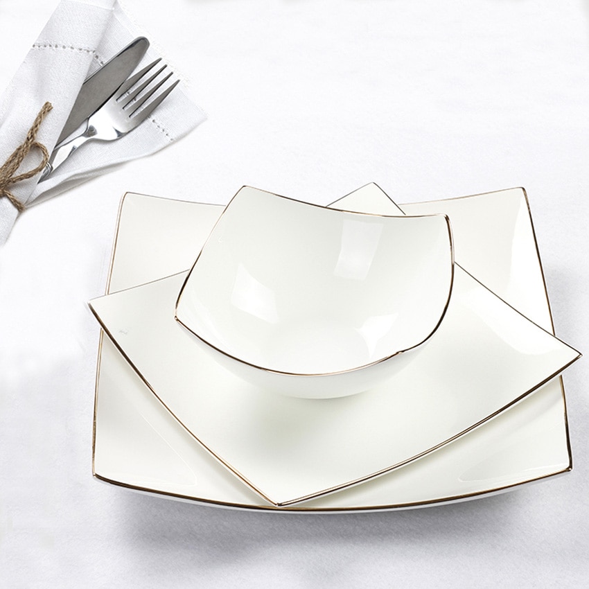 Europæisk stil keramik flad middagstallerken boligindretning porcelæn serveringsfad spisestel til oksekødsbøf salat spaghetti