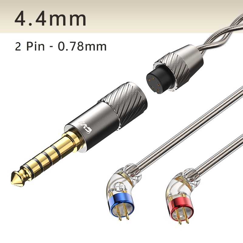 CVJ LS200 podwójnie skręcony posrebrzany, ulepszony kabel słuchawkowy ze złączami mikrofonu 2.5 3.5 4.4 typu C dla TRN KZ Konoka: Granatowy