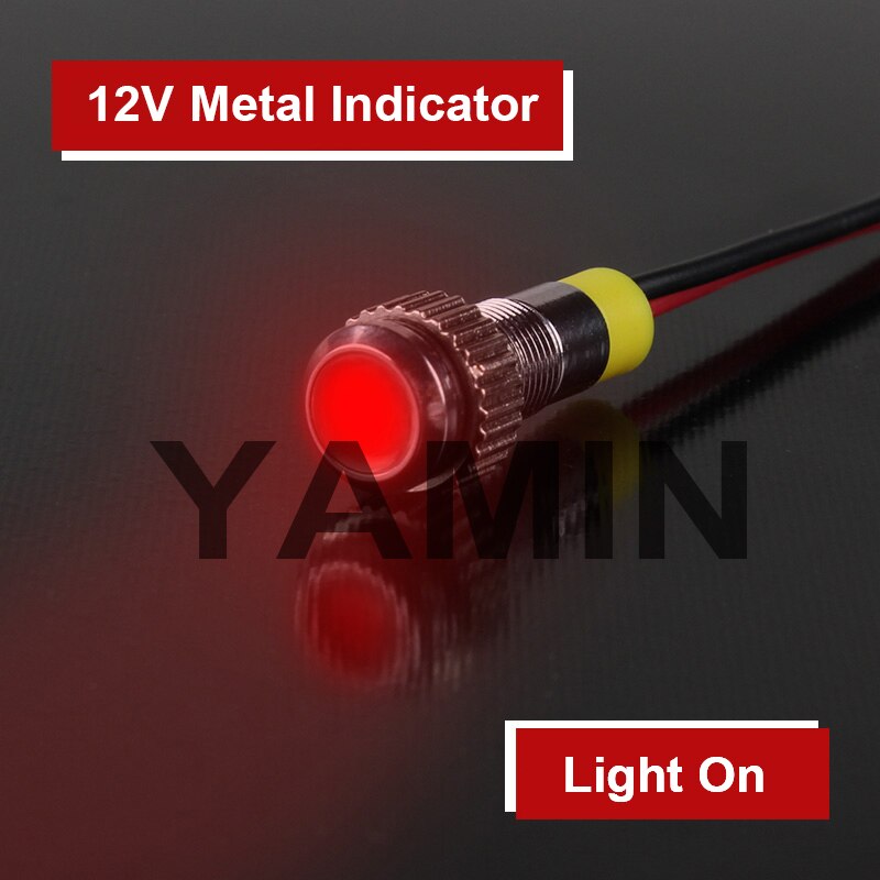 6 Mm Metalen Lampje 220V Led Signaal Lamp 6V 12V 24V Voeding Met 150mm Draad Connector Bespaar Elektriciteit: 12V Red