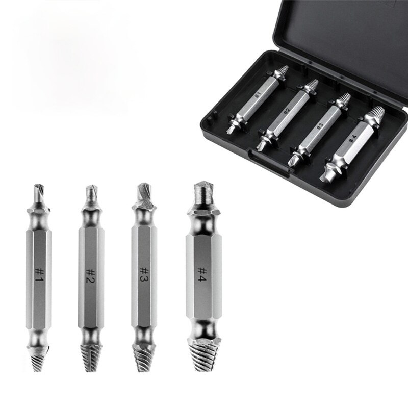 4pcs Damaged Screw Extractor Drill Bit Set Easily Take Out Broken Screw Bolt Remover Stripped Screws Extractor Demolition Tools