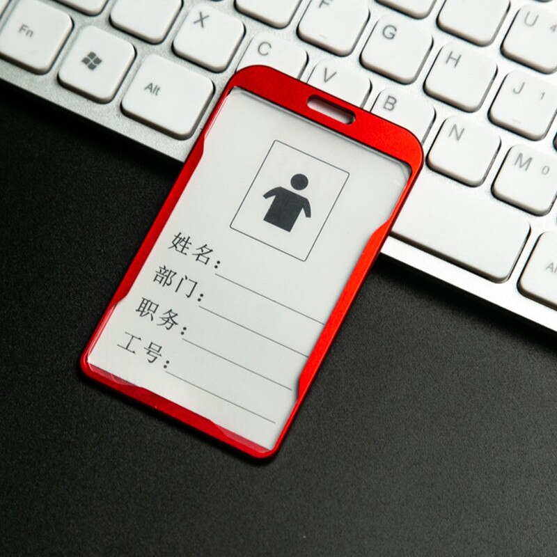 Porte-cartes de crédit en métal pour femmes, étui en métal pour carte d&#39;identité Business, portefeuille pour hommes, étudiant, bureau, Bus, Badge d&#39;identité, porte-cartes: Vertical  Red