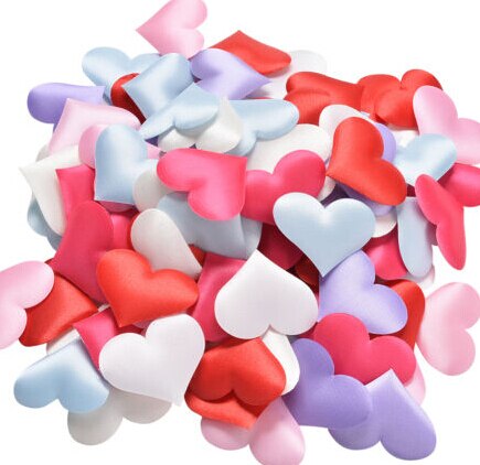 100 stk / pakke 35mm x 30mm stof hjerteformede konfetti bryllup kaste kronblade romantiske bryllupsdekorationer: Multi