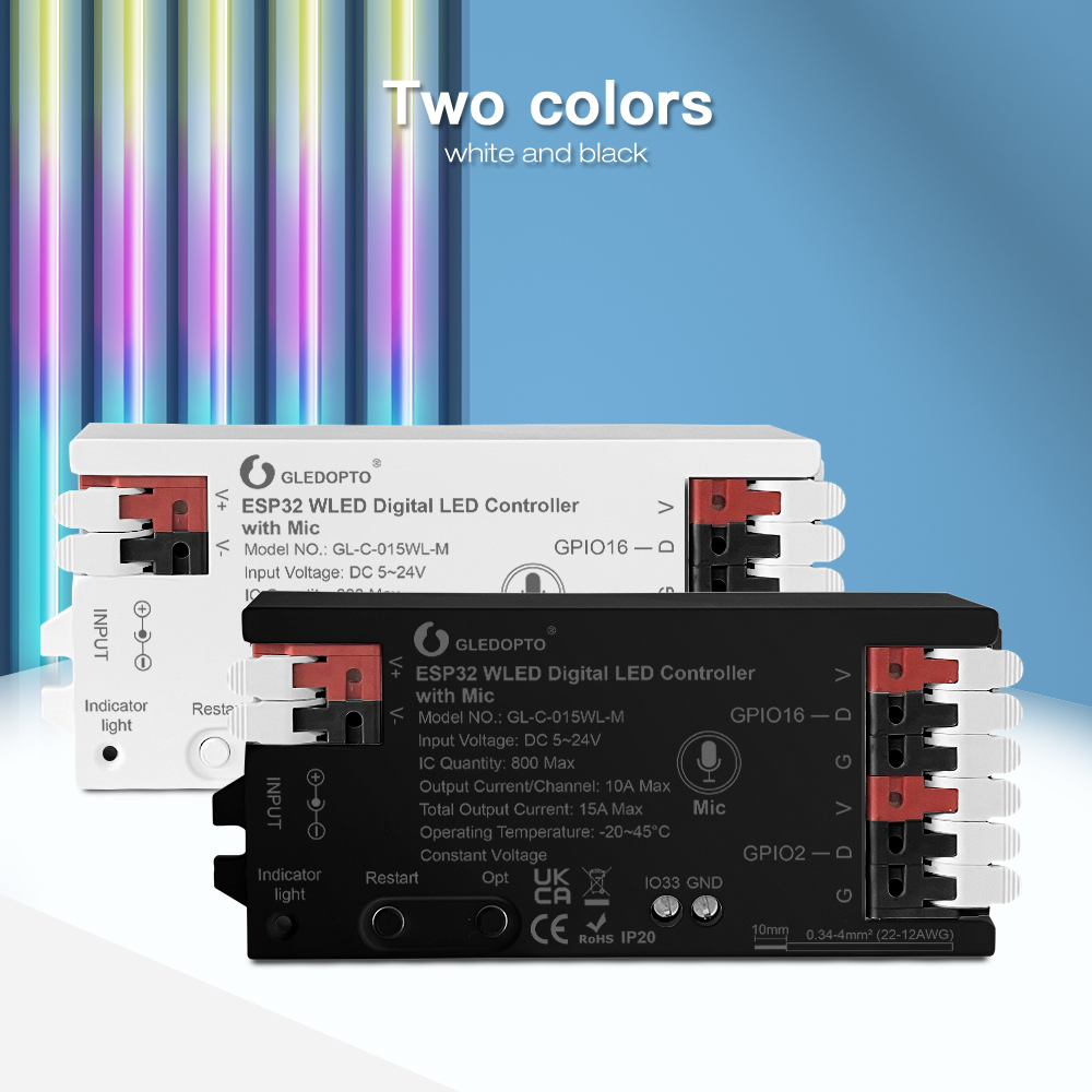 ESP32 WLED LED Controller Mic Microphone Music Dynamic RGB IC DIY App WS2811 WS2812 SK6812 TM1814 WS2813 WS2815 Strip