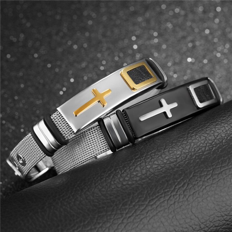 ZORCVENS Neue Gold-Farbe Kreuz Armbinde Für Männer Frauen Edelstahl Kühlen Männer Schmuck